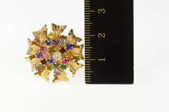 14K Yellow Gold 1960's Retro Ornate Gemstone Cluster Cocktail Ring