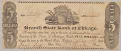 $ 5 May 1 1839 Branch State Bank At Chicago Lockport Note