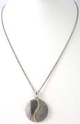 Cool Textured Disc Necklace in Sterling Silver
