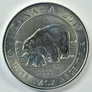Super 2015 Gem BU 1.5 oz pure Silver Polar Bear & Cub