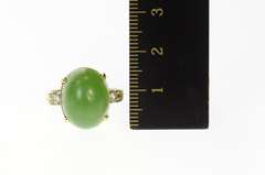 14K Yellow Gold Oval Nephrite Cabochon Ornate Cocktail Ring