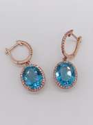 14kt Gold Blue Topaz & Diamond Earrings