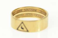 10K Yellow Gold Masonic Yod Symbol Men's Inscribed Band Ring