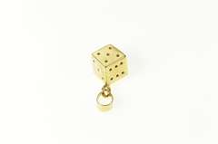 14K Yellow Gold 3D Six Sided Die Dice Good Luck Gambler Charm/Pendant