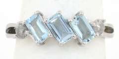 Sparkling Aquamarine & Diamond Ring in Sterling Silver