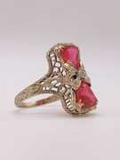 Fancy Antique 14kt Gold, Ruby, & Diamond Cocktail Ring