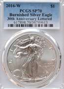 2016-W Burnished Silver Eagle, PCGS MS70