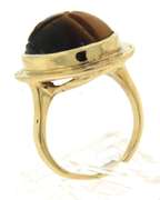 Graceful Carved Scarab Oval Cabochon Tiger Eye Ring