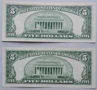 1953 A Gem & 1950 B CH CU $ 5 FR Notes