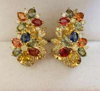 Stunning 14kt Gold, Sapphire & Diamond Earrings