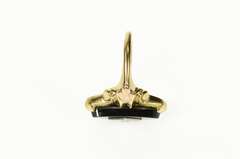 10K Yellow Gold Marquise Black Onyx Diamond Statement Ring