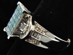 Fancy Blue & White Diamond Ring, 14kt Gold