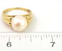 Classy 10mm Pearl Ring in 14KT Yellow Gold