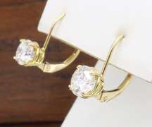 Diamond Solitaire Lever Back Earrings