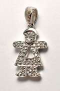 Charming Girl Pendant with Diamonds in 14K WG