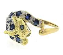 Fancy Yellow Gold Sapphire and Diamond Panther Ring