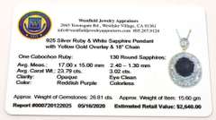 Glittering Massive 23.79CTS Cabochon Cut Natural Star Ruby & White Sapphire Necklace in 3-Tone Silver