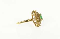 14K Yellow Gold 0.58 Ctw Marquise Emerald Diamond Halo Ring