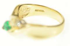 14K Yellow Gold Marquise Syn. Emerald Diamond Accent Ring