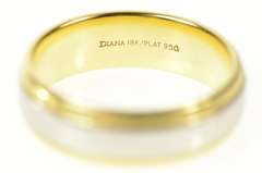 18K Yellow Gold 5.0mm Two Tone Diana Wedding Band Designer Ring