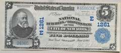 Uncirculated $ 5 Butchers & Drovers Bank NY Series 1902 National Note