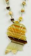 Vintage Banded Agate Carved Indian Head Necklace