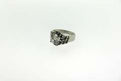 Sterling Silver Round Crystal Ring