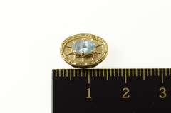 10K Yellow Gold Ornate Oval Blue Topaz Slide Bracelet Charm/Pendant