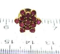 Charming Yellow Gold Ruby Flower Earrings