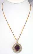 Jaw Dropping Massive 20.00CTS cabochon Cut Natural Star Ruby & White Sapphire Necklace in Vermeil