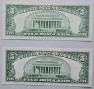 $ 5 1928 E & 1963  Star US Notes
