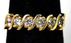 Shiny 6-Stone CZ Ring in 14KT Yellow Gold