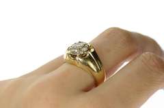 14K Yellow Gold 0.87 Ctw Diamond Cluster Retro Statement Ring