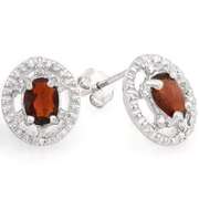1.40 CARAT GARNET STERLING SILVER EARRINGS STUDS