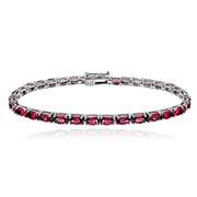 Sterling Silver 11.55ct Created Ruby Birthstone Tennis Bracelet