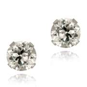 14K White Gold 1.1ct White Topaz Stud Earrings, 5mm