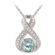 Sterling Silver Blue Topaz & Diamond Accent Twist Pendant