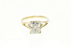 10K Yellow Gold Emerald Cut Accent Classic Travel Engagement Ring