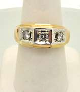 14KT YELLOW GOLD THREE DIAMONDS MEN'S RING/BAND
