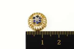 10K Yellow Gold Round Sapphire Flower Diamond Cluster Charm/Pendant