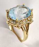 Intriqueing Blue Topaz and Diamond Ring