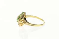 14K Yellow Gold Retro Classic Syn. Emerald CZ Cluster Statement Ring