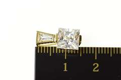 14K Yellow Gold Princess Cubic Zirconia Baguette Statement Pendant