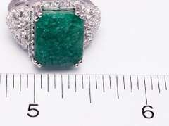 Fabulous 7.75CTS Natural Emerald & White Sapphire Ring in Sterling Silver