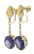 Powerful Yellow Gold Synthetic Alexandrite Dangle Earrings