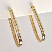 Beautiful Elongated Diamond Hoop Earrings