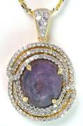 Enamoring Huge 20.00CTS Cabochon Star Ruby & White Sapphire Necklace in 2-Tone Sterling Silver
