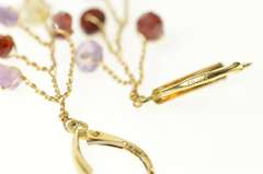 14K Yellow Gold Pearl Amethyst Garnet Branch Tree Dangle Earrings