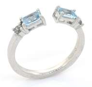 Sweet Aquamarine & Diamond Ring in Sterling Silver
