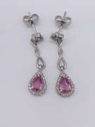 14kt Gold, Pink Sapphire, & Diamond Earrings